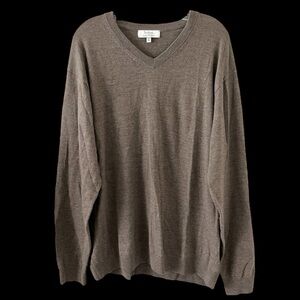 Turnbury Mens Brown V Neck Extra Fine Merino Wool Long Sleeve Sweatshirt Size XL